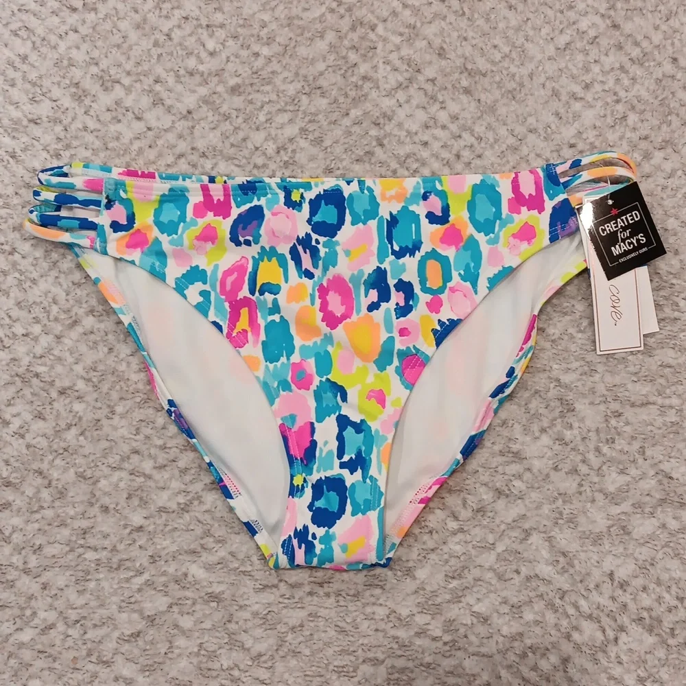 NWT, Womens Juniors Strappy Printed Swim Bottom